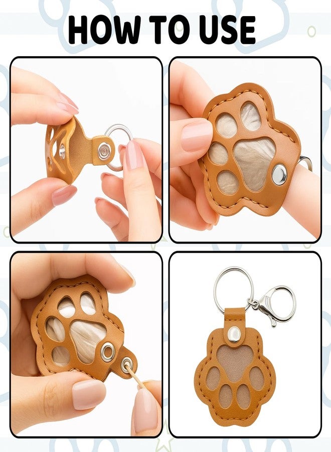 MIRJXB Dog Hair Keychain, Pet Hair Furever Keychain Keepsake for Pet Lovers, 4pcs Paw Shaped Leather Memorial Gifts - Image 3